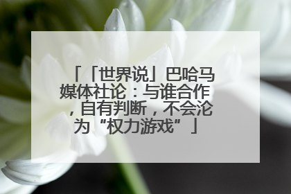 「世界说」巴哈马媒体社论：与谁合作，自有判断，不会沦为“权力游戏”