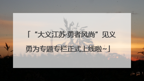 “大义江苏·勇者风尚”见义勇为专题专栏正式上线啦~