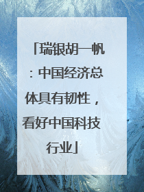 瑞银胡一帆：中国经济总体具有韧性，看好中国科技行业