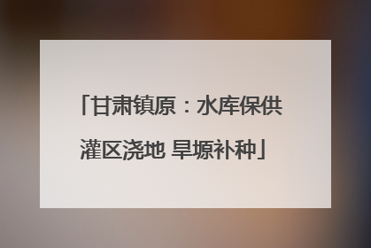 甘肃镇原：水库保供 灌区浇地 旱塬补种