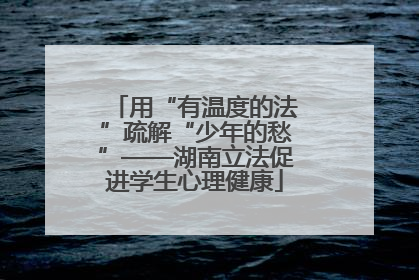 用“有温度的法”疏解“少年的愁”——湖南立法促进学生心理健康