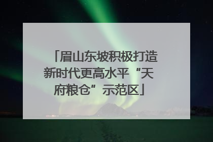 眉山东坡积极打造新时代更高水平“天府粮仓”示范区