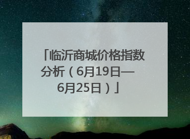 临沂商城价格指数分析（6月19日—6月25日）