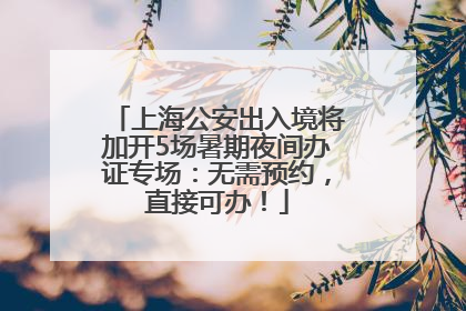 上海公安出入境将加开5场暑期夜间办证专场：无需预约，直接可办！