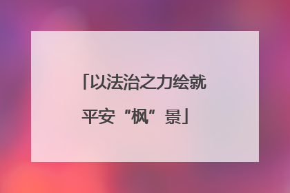 以法治之力绘就平安“枫”景