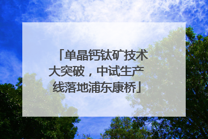 单晶钙钛矿技术大突破，中试生产线落地浦东康桥