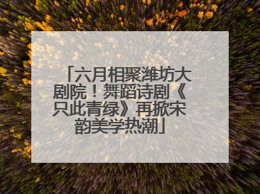 六月相聚潍坊大剧院！舞蹈诗剧《只此青绿》再掀宋韵美学热潮
