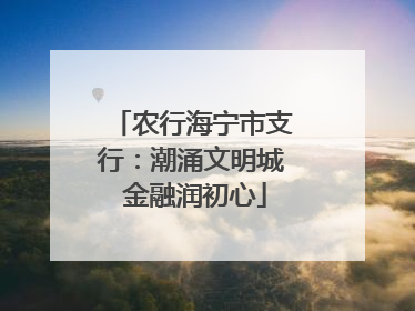 农行海宁市支行：潮涌文明城 金融润初心