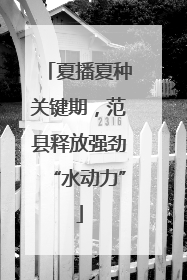夏播夏种关键期，范县释放强劲“水动力”