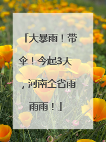 大暴雨！带伞！今起3天，河南全省雨雨雨！