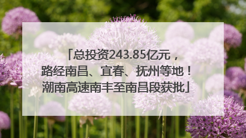 总投资243.85亿元，路经南昌、宜春、抚州等地！潮南高速南丰至南昌段获批