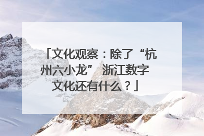 文化观察：除了“杭州六小龙” 浙江数字文化还有什么？