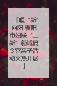 暖“新”向阳 襄阳市妇联“三新”领域夏令营亲子活动火热开展