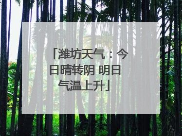 潍坊天气：今日晴转阴 明日气温上升