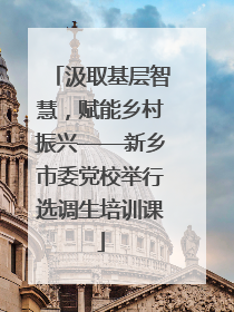 汲取基层智慧，赋能乡村振兴——新乡市委党校举行选调生培训课
