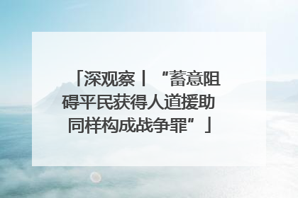 深观察丨“蓄意阻碍平民获得人道援助同样构成战争罪”