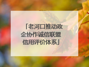 老河口推动政企协作诚信联盟信用评价体系