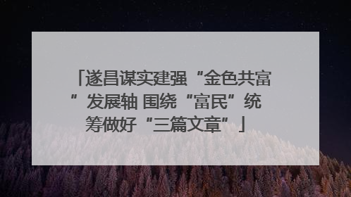 遂昌谋实建强“金色共富”发展轴 围绕“富民”统筹做好“三篇文章”