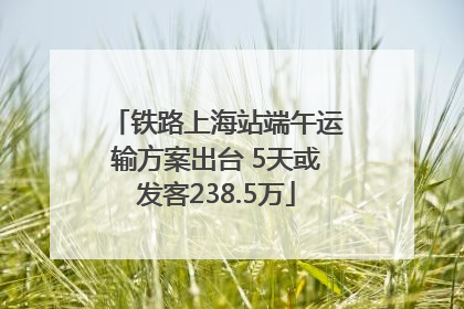 铁路上海站端午运输方案出台 5天或发客238.5万