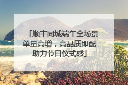 顺丰同城端午全场景单量高增，高品质即配助力节日仪式感